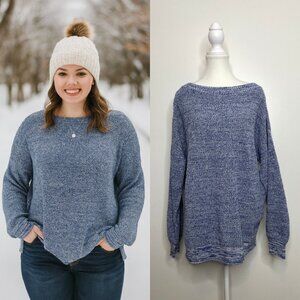 Penn Heathered Blue Boatneck Knit Sweater X